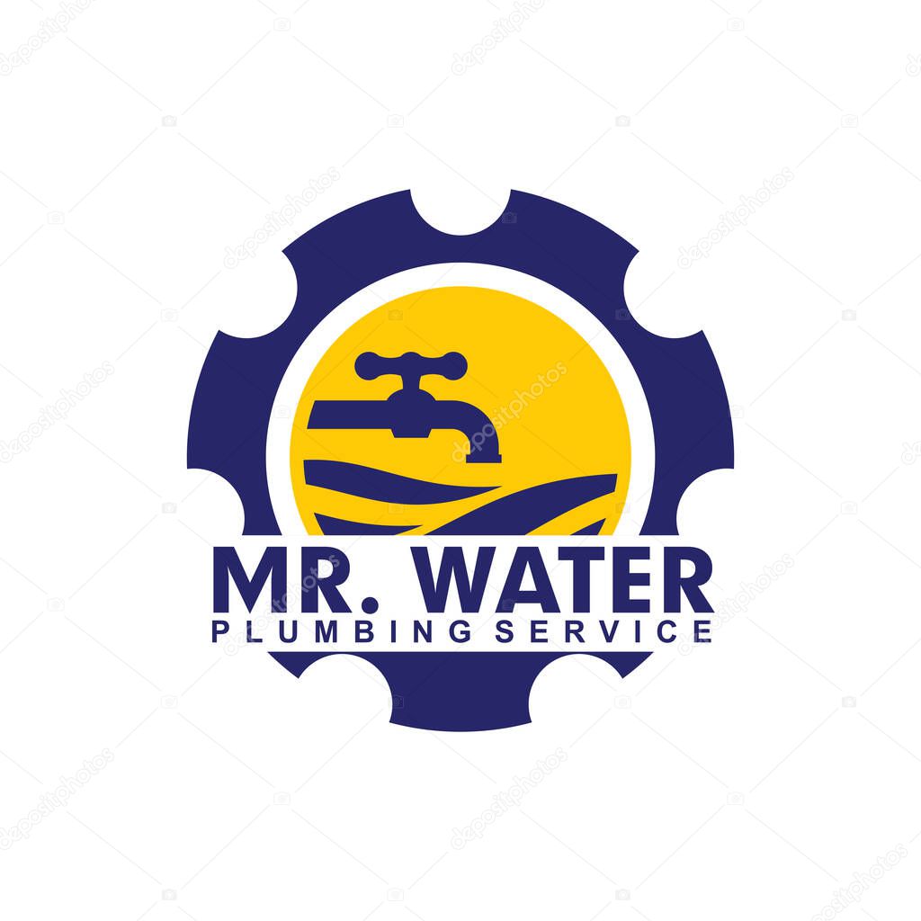 Plumbing work emblem logo design vector template