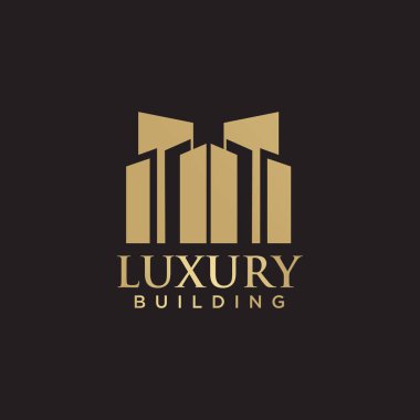 Altın renkli lüks bina logosu tasarım şablonu