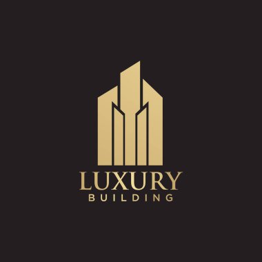 Altın renkli lüks bina logosu tasarım şablonu