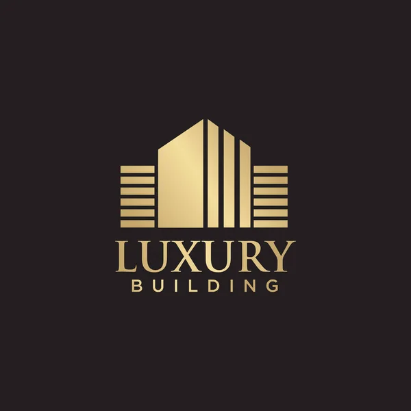Luxusní Design Loga Budovy Zlatou Barvou — Stockový vektor