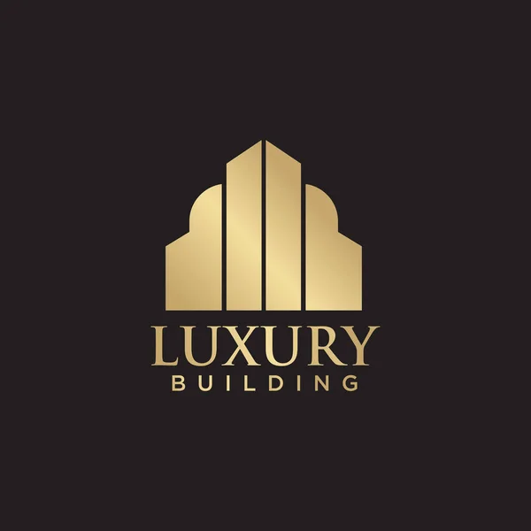 Luxusní Design Loga Budovy Zlatou Barvou — Stockový vektor