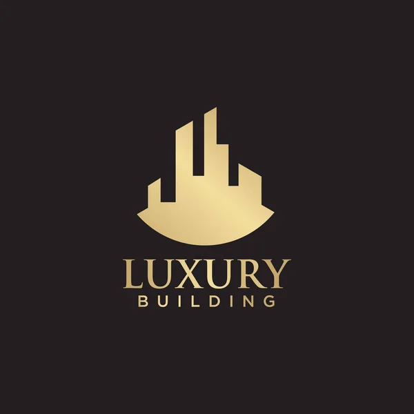 Luxus Gebäude Logo Design Vorlage Mit Goldener Farbe — Stockvektor