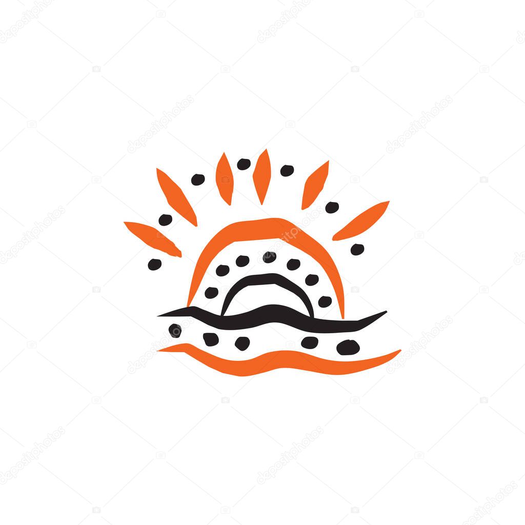 Aboriginal art dots painting icon logo design vector template