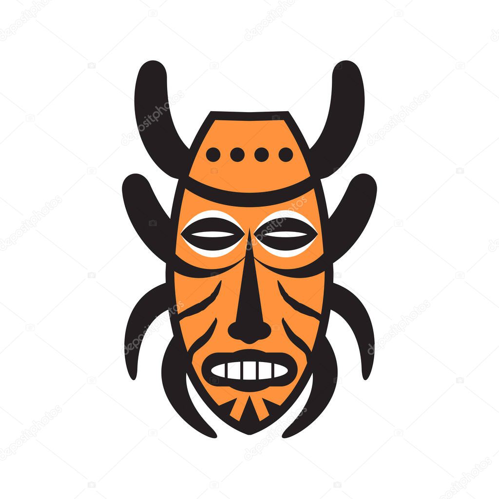 African traditional mask logo design vector template