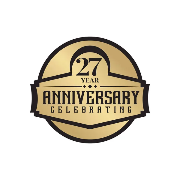 27周年記念ロゴデザインベクターテンプレート — ストックベクタ