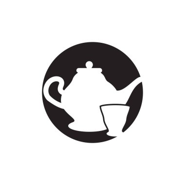 Çay demliği simgesi logo tasarım şablonu