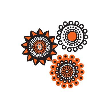 Aborjin sanat noktaları acı verici simge logo tasarım vektörü şablonu