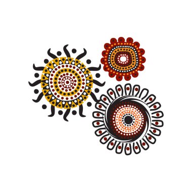 Aborjin sanat noktaları acı verici simge logo tasarım vektörü şablonu