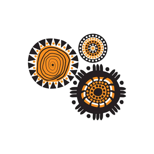 アボリジニのアートドットペイントアイコンロゴデザインベクトルテンプレート — ストックベクタ