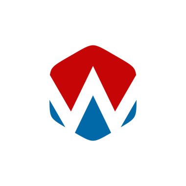 W harfi ilk logo tasarım vektör şablonu