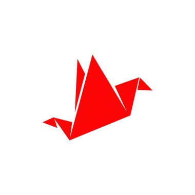 Origami kuş logo simgesi tasarım şablonu