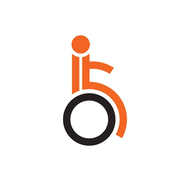 Design Logotipo Cuidados Dissabilidade Com Pessoas Modelo Vetor Cadeira Rodas — Vetor de Stock