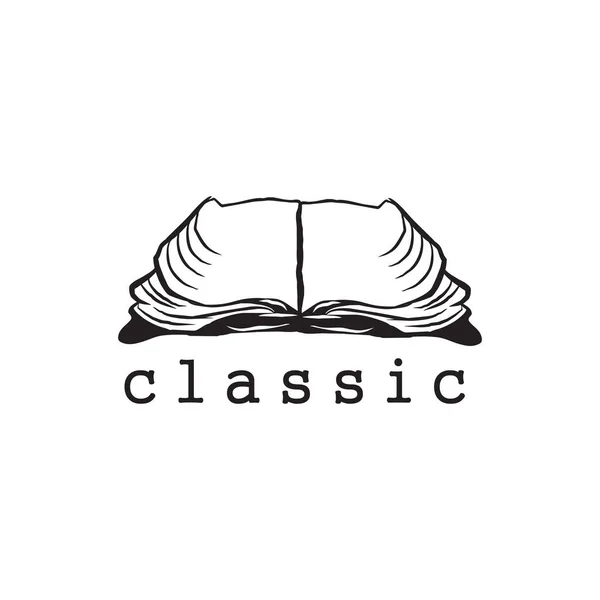 Classic Book Logo Design Vector Template — Stock Vector