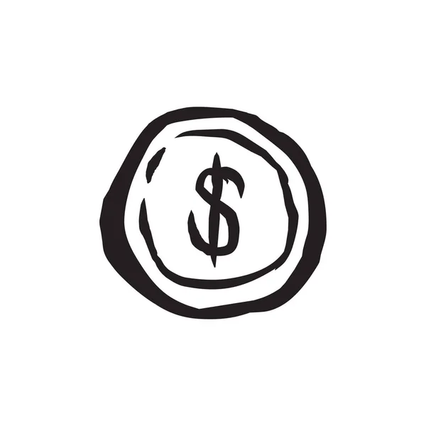 Plantilla Vector Diseño Logotipo Icono Moneda Hecha Mano — Vector de stock
