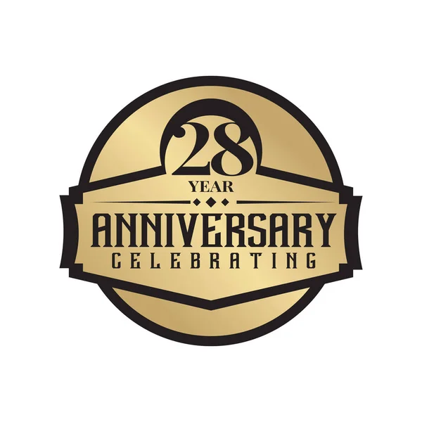 28周年ロゴデザインベクターテンプレート — ストックベクタ