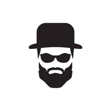 Sakallı adam simgesi logo tasarım şablonu
