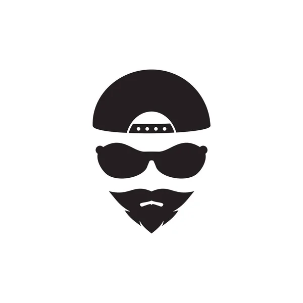 Sakallı Adam Simgesi Logo Tasarım Şablonu — Stok Vektör