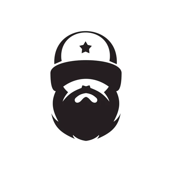 Hombre Barbudo Icono Logotipo Diseño Vector Plantilla — Vector de stock