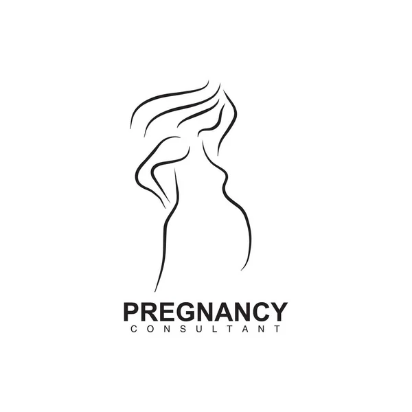Γυναίκα Έγκυος Εικονίδιο Λογότυπο Σχεδιασμό Διάνυσμα Πρότυπο — Διανυσματικό Αρχείο