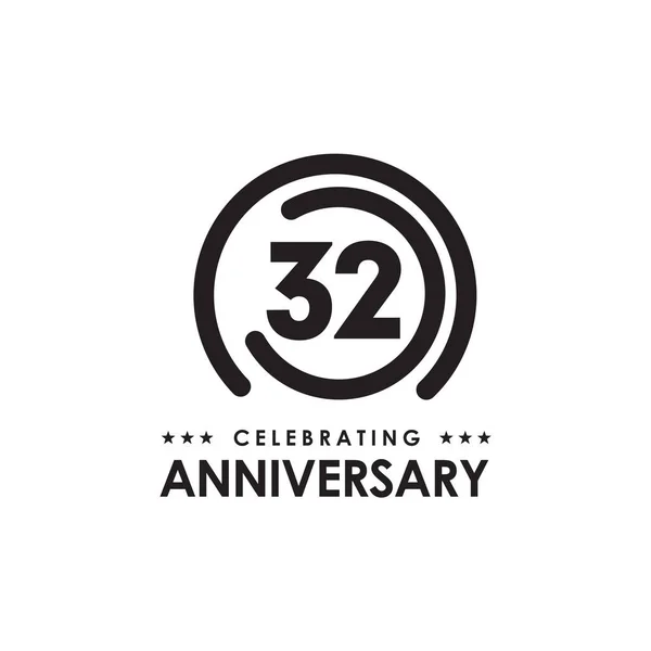 32Esimo Anno Che Celebra Modello Design Del Logo Dell Anniversario — Vettoriale Stock