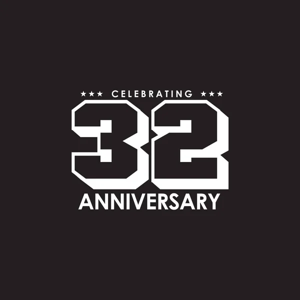 創立32周年記念ロゴデザインテンプレート — ストックベクタ