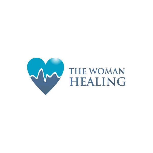 Kvinna Healing Logotyp Design Med Kärlek Ikon Mall — Stock vektor