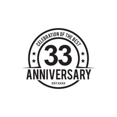33th year anniversary logo design vector template clipart