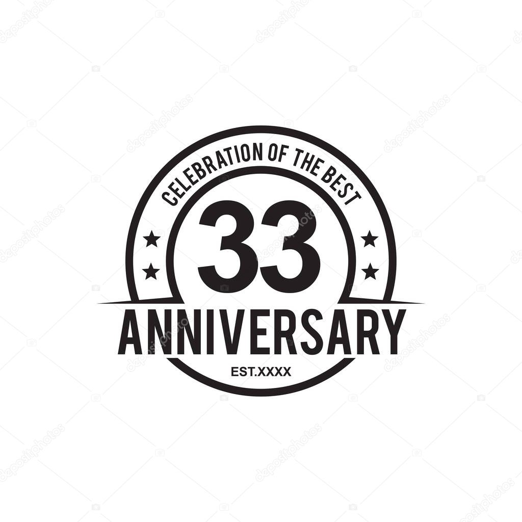 33th year anniversary logo design vector template