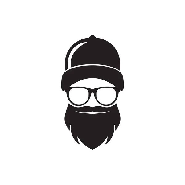 Bearded Man Icon Logo Design Vector Template — Stock Vector