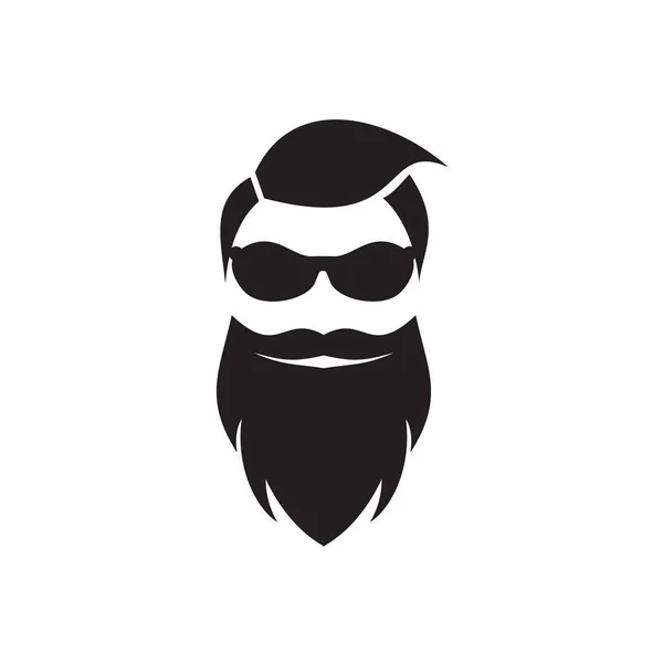 Hombre Barbudo Icono Logotipo Diseño Vector Plantilla — Vector de stock