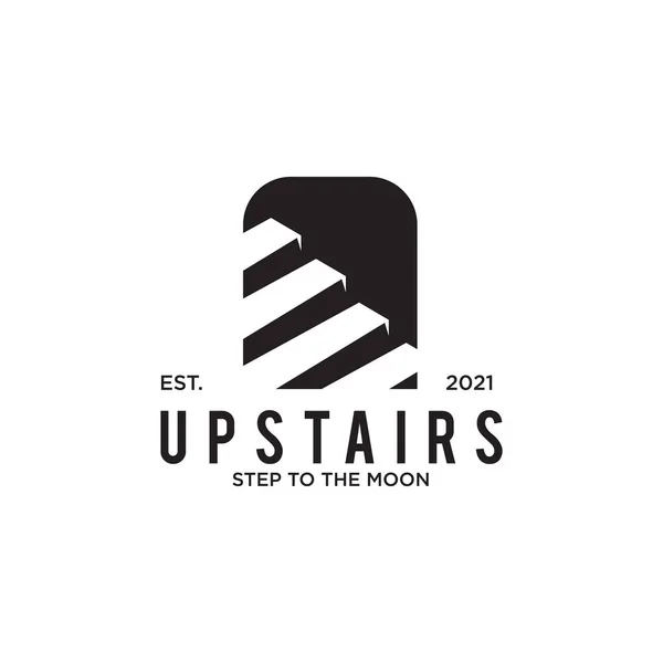 Upstairs Logo Design Icon Vector Template — Stock Vector