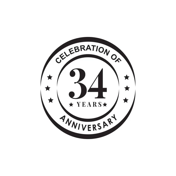 ロゴデザインベクトルテンプレート34周年を祝う — ストックベクタ