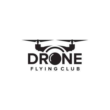 Drone uçan kulüp logo tasarım vektör şablonu