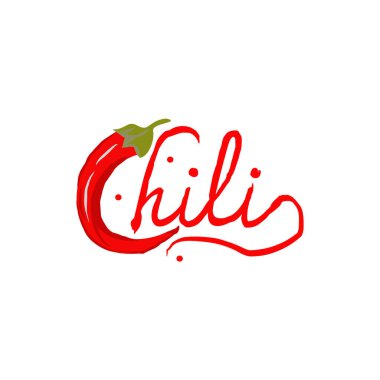 Kırmızı biber metin logo tasarım vektör şablonu