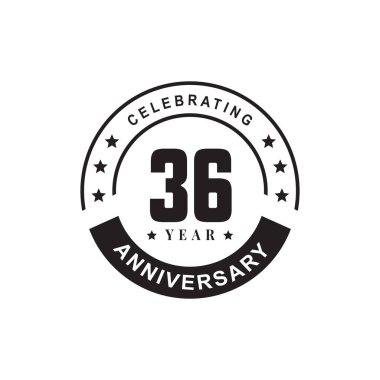 36. yıl dönümü logo tasarım şablonu kutlanıyor