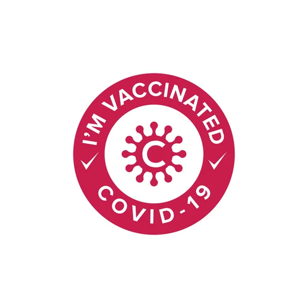 Embleem Logo Ontwerp Sticker Voor Het Signeren Hebben Vaccin Covid — Stockvector