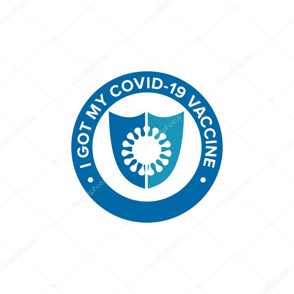 Emblem logo design or sticker for signing have had vaccine covid 19