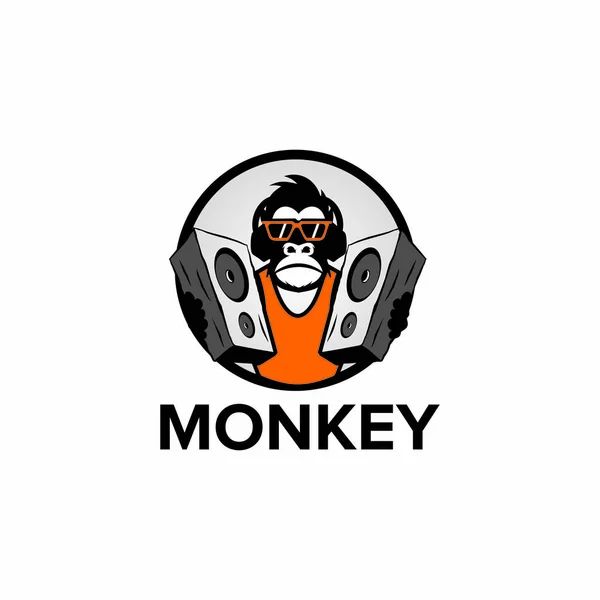 Monkey Music Logo Design Vector Template — Stock Vector