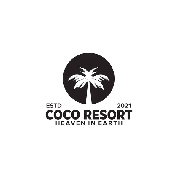 Design Logotipo Coqueiro Para Modelo Empresa Resort — Vetor de Stock