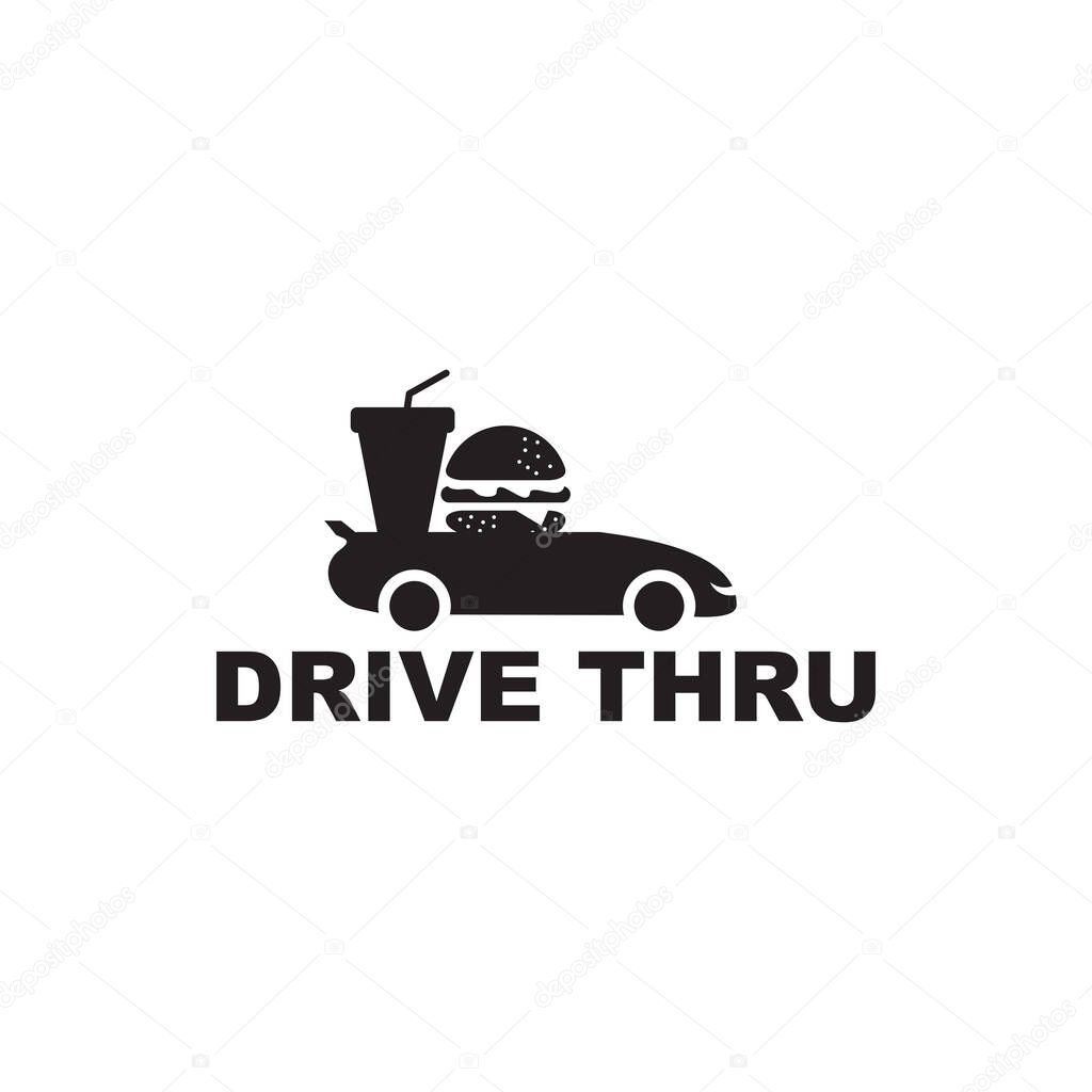 Drive thru text logo design vector template