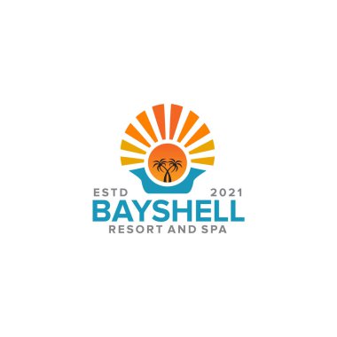 Kabuk tatil beldesi logo tasarım vektör şablonu
