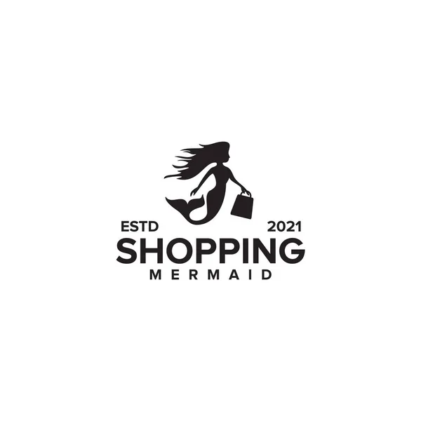 Shopping Sjöjungfru Logotyp Design Vektor Mall — Stock vektor