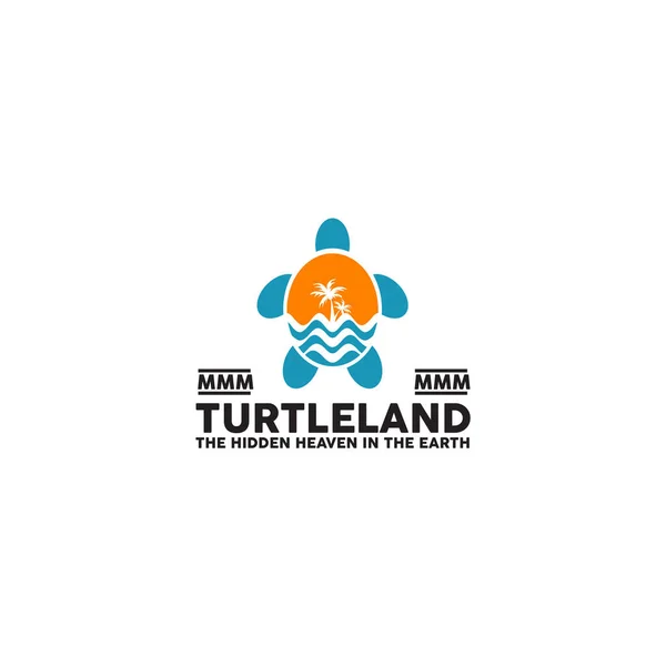 Turtle Land Resort Logo Design Vektorová Šablona — Stockový vektor