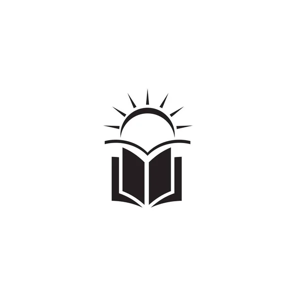 Libro Sol Logotipo Diseño Vector Plantilla — Vector de stock