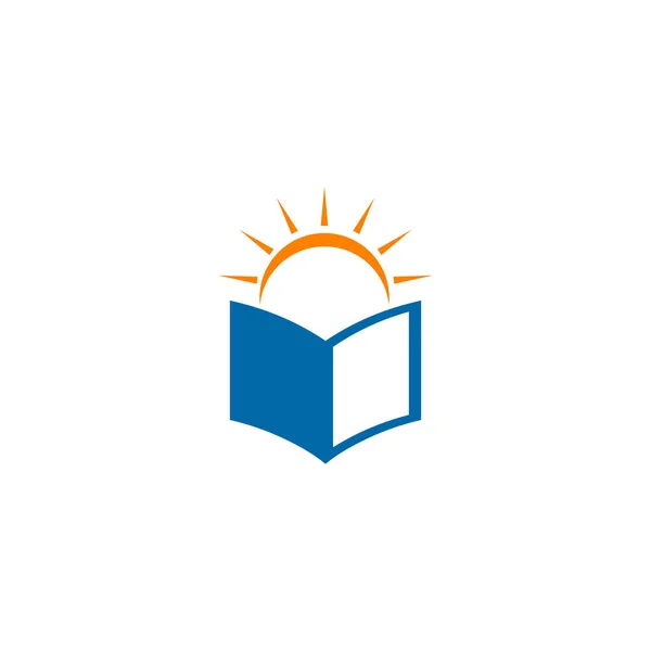 Πρότυπο Διανυσματικού Φορέα Σχεδιασμού Λογότυπου Βιβλίου Και Ήλιου — Διανυσματικό Αρχείο