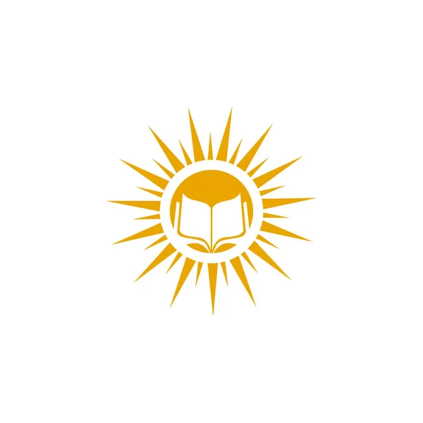Modèle Vectoriel Conception Logo Livre Soleil — Image vectorielle