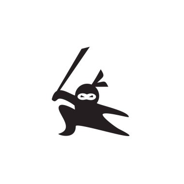 Siyah ninja simgesi logo tasarım şablonu