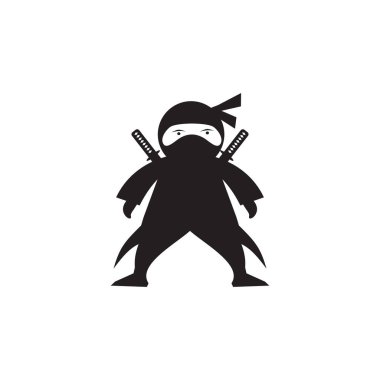 Siyah ninja simgesi logo tasarım şablonu