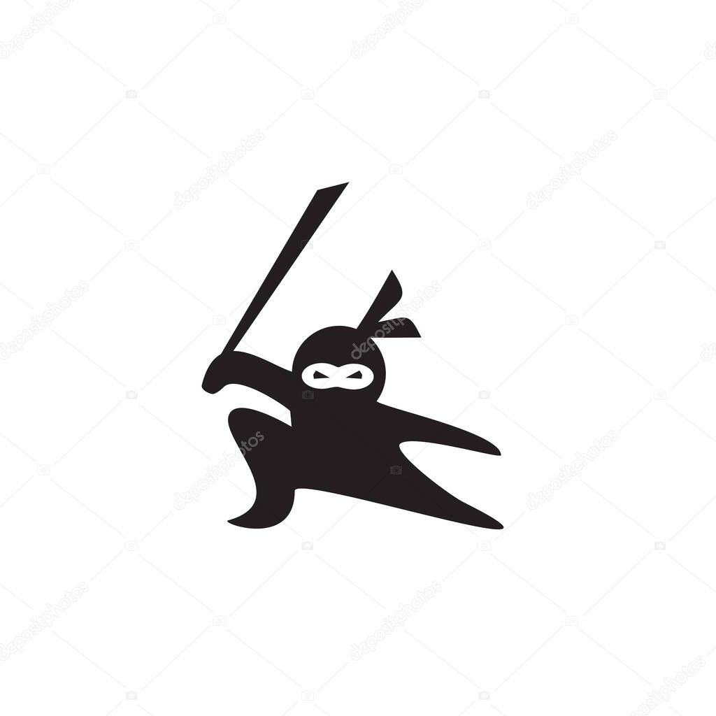 Black ninja icon logo design vector template