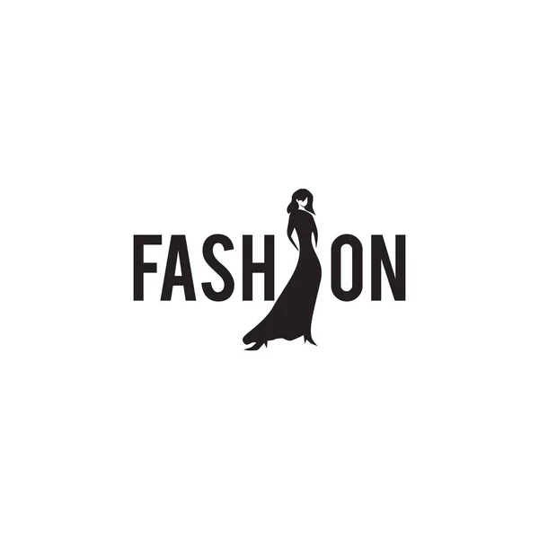 Woman Fashion Model Logo Design Vector Template — 스톡 벡터